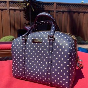 Kate Spade Navy blue polka dot “Mini Cassie”